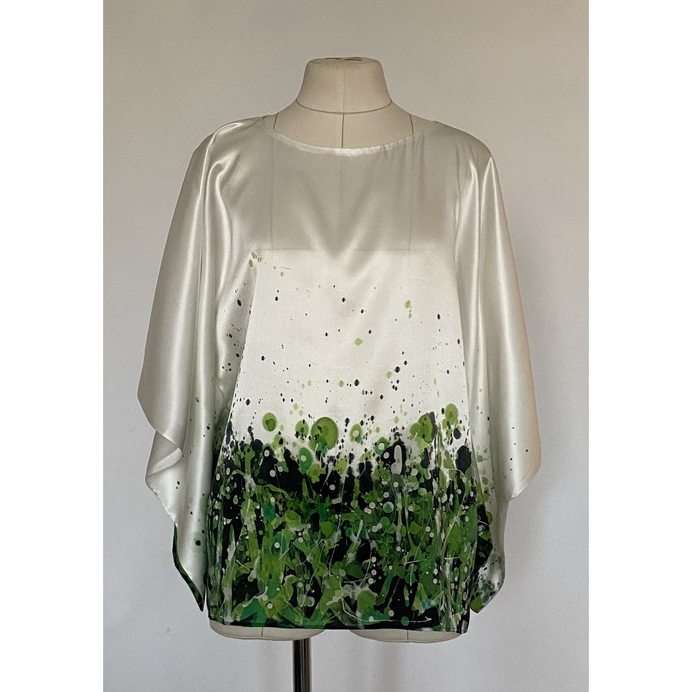 Блузка из натурального шелка Кимоно Летний луг Naomi Design 